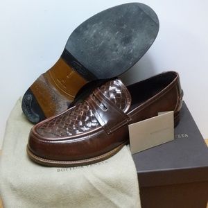 Bottega Veneta Men Leather Woven Loafer Shoes